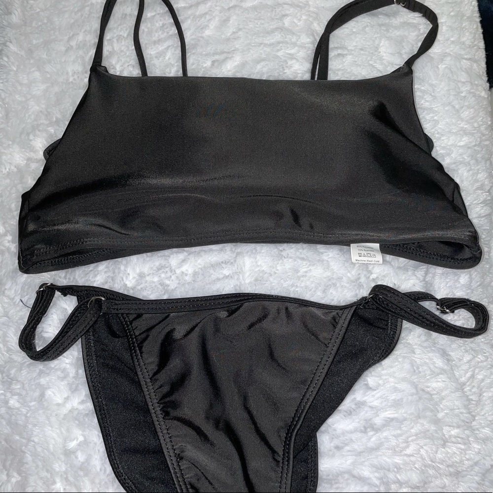 SHEIN Black Strappy Bikini Set, Black, Size S